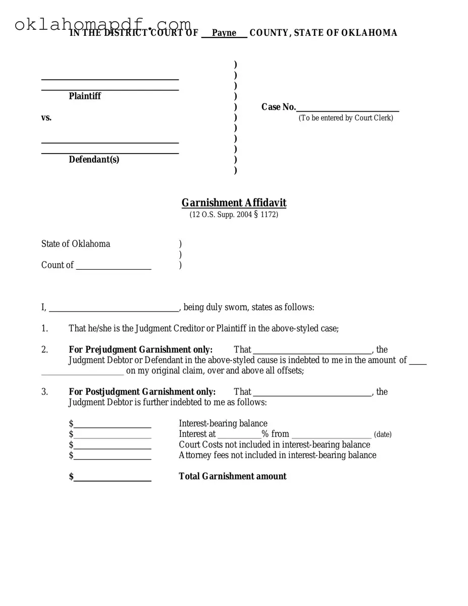 Fill Out a Valid Oklahoma 20 Template