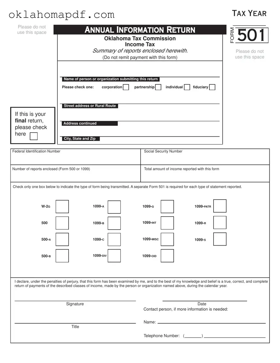 Fill Out a Valid Oklahoma 501 Template