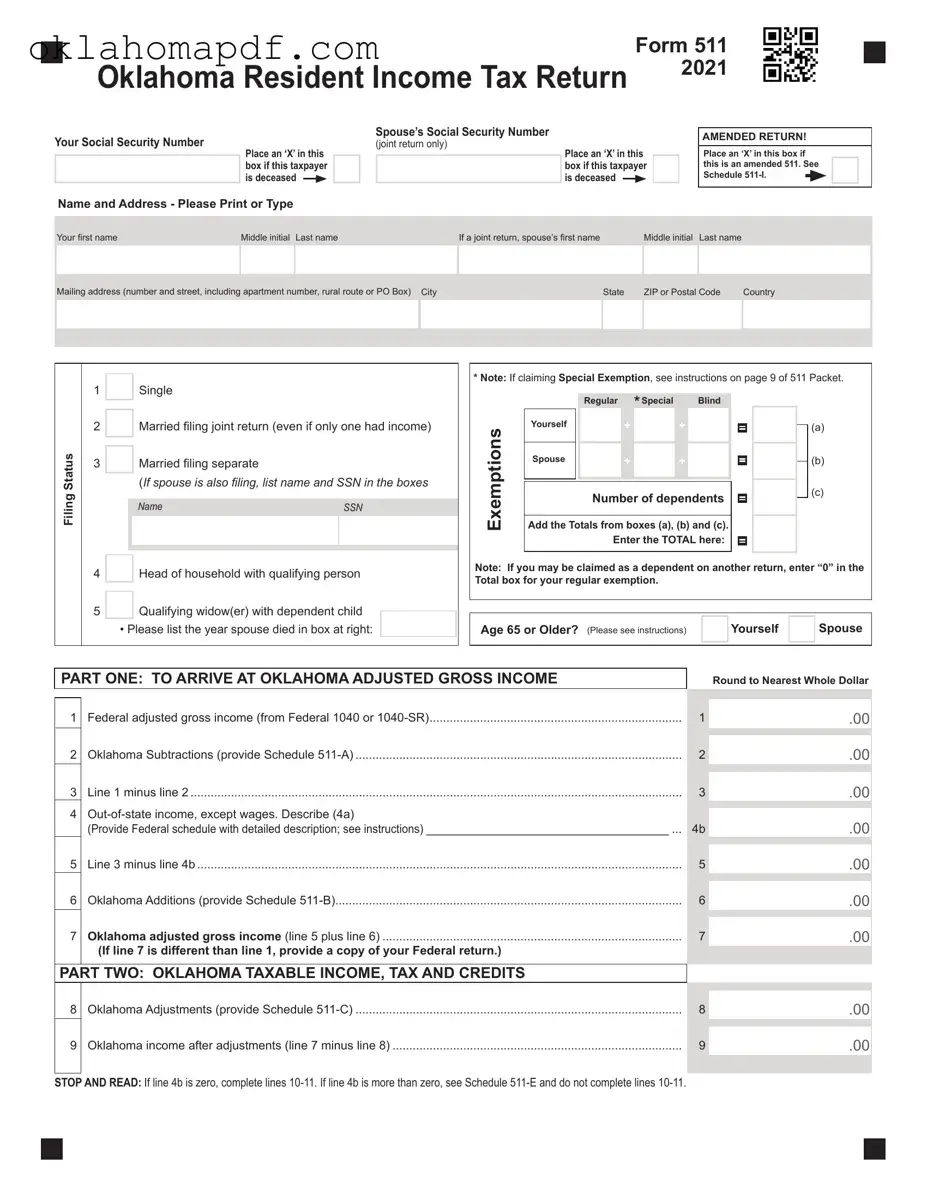 Fill Out a Valid Oklahoma 511 Template