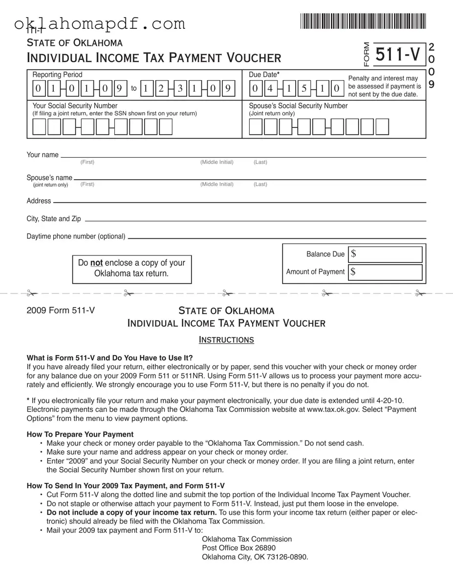 Fill Out a Valid Oklahoma 511 V Template