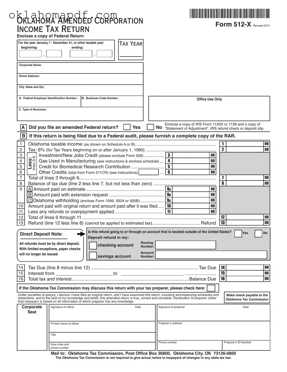 Fill Out a Valid Oklahoma 512 X Template