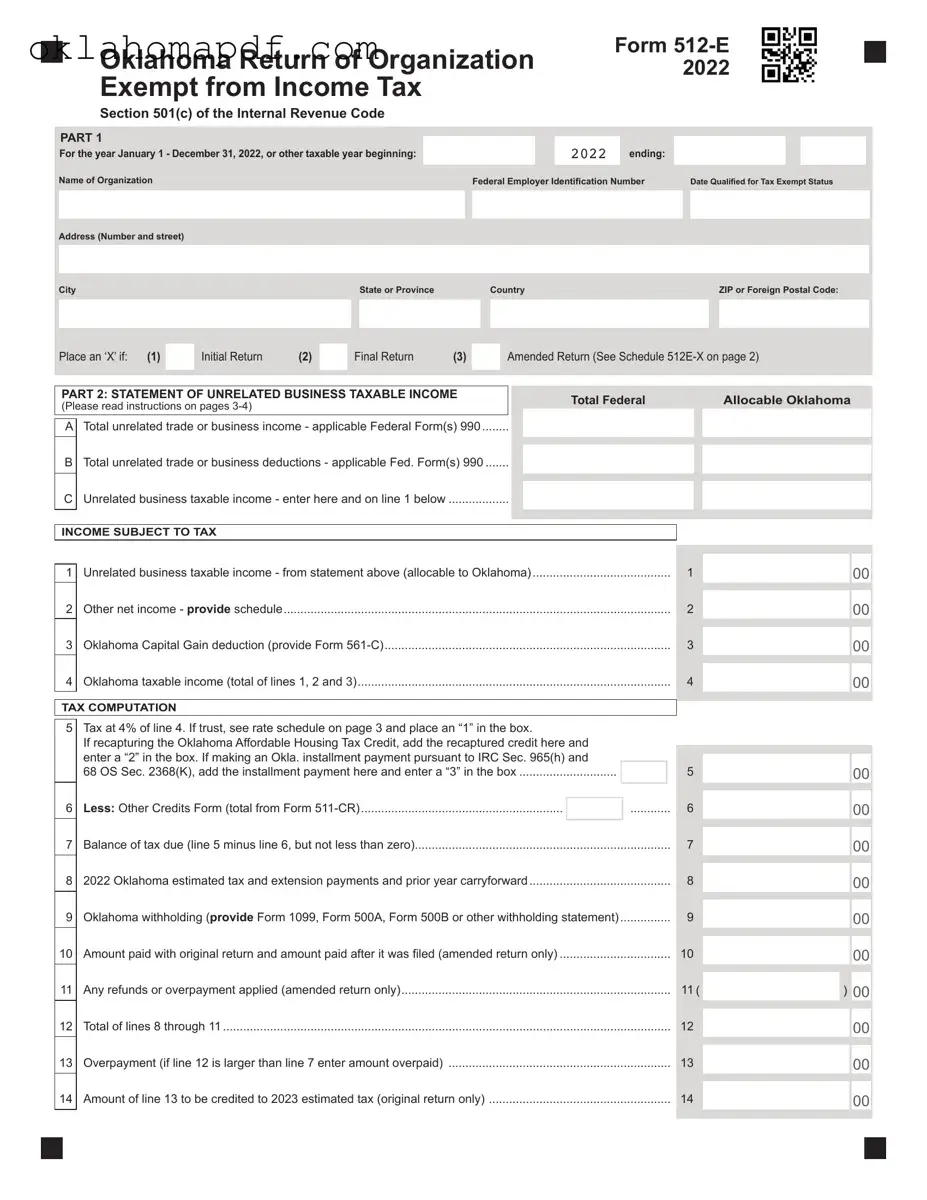 Fill Out a Valid Oklahoma 512E Template
