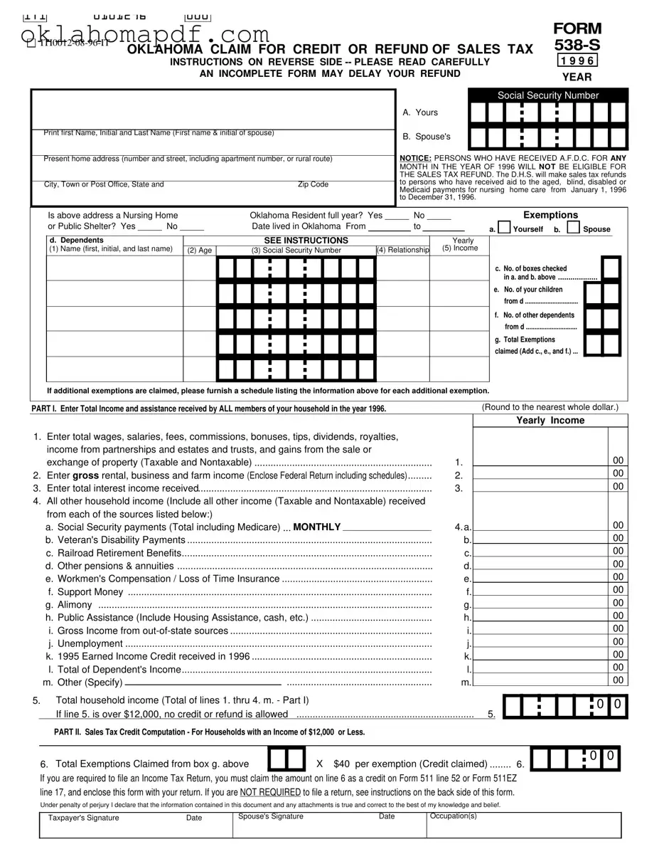 Fill Out a Valid Oklahoma 538 S Template