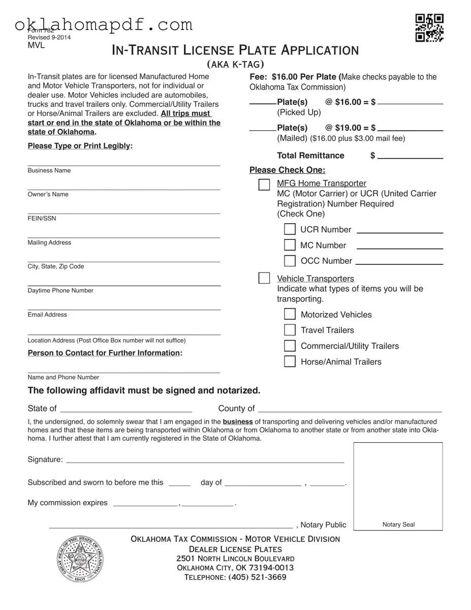 Fill Out a Valid Oklahoma 782 Template