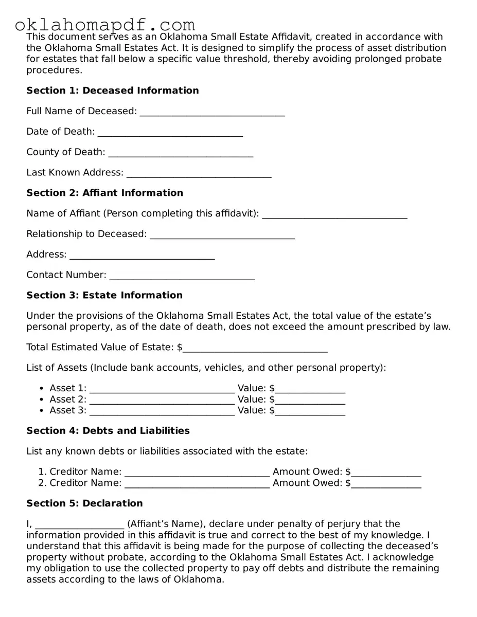 Official Oklahoma Small Estate Affidavit Form