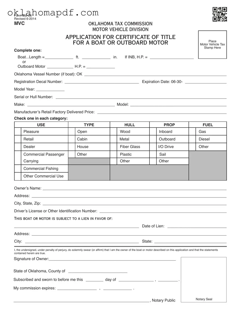 Fill Out a Valid Oklahoma Bm 26 Template