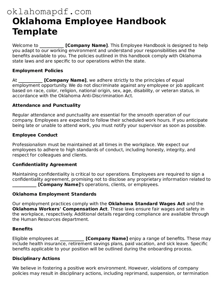 Official Oklahoma Employee Handbook Form