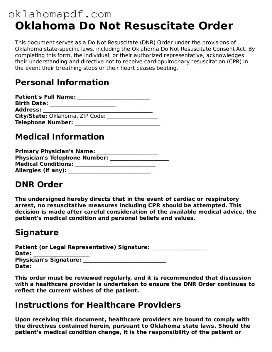 Official Oklahoma Do Not Resuscitate Order Form