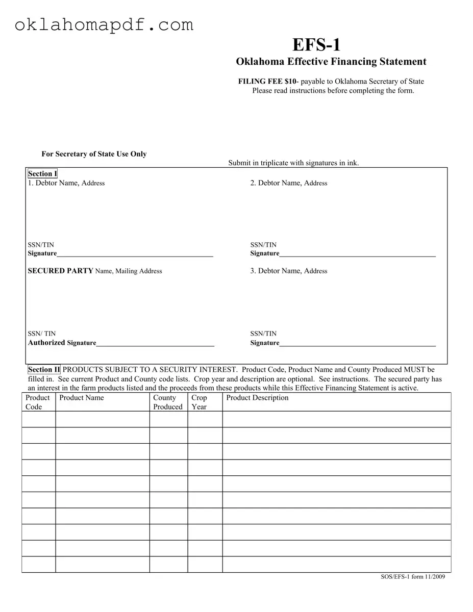 Fill Out a Valid Oklahoma Efs 1 Template