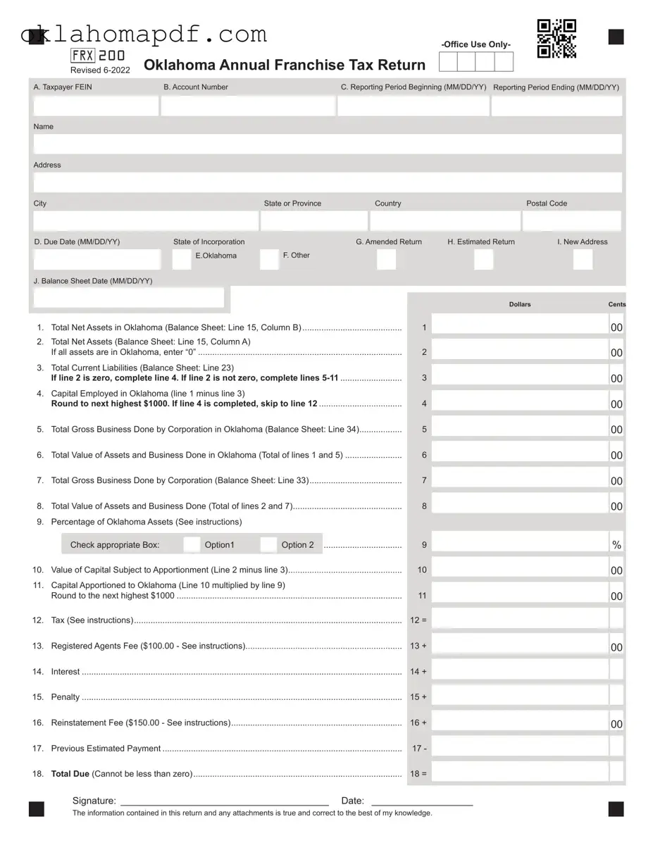 Fill Out a Valid Oklahoma Franchise Template