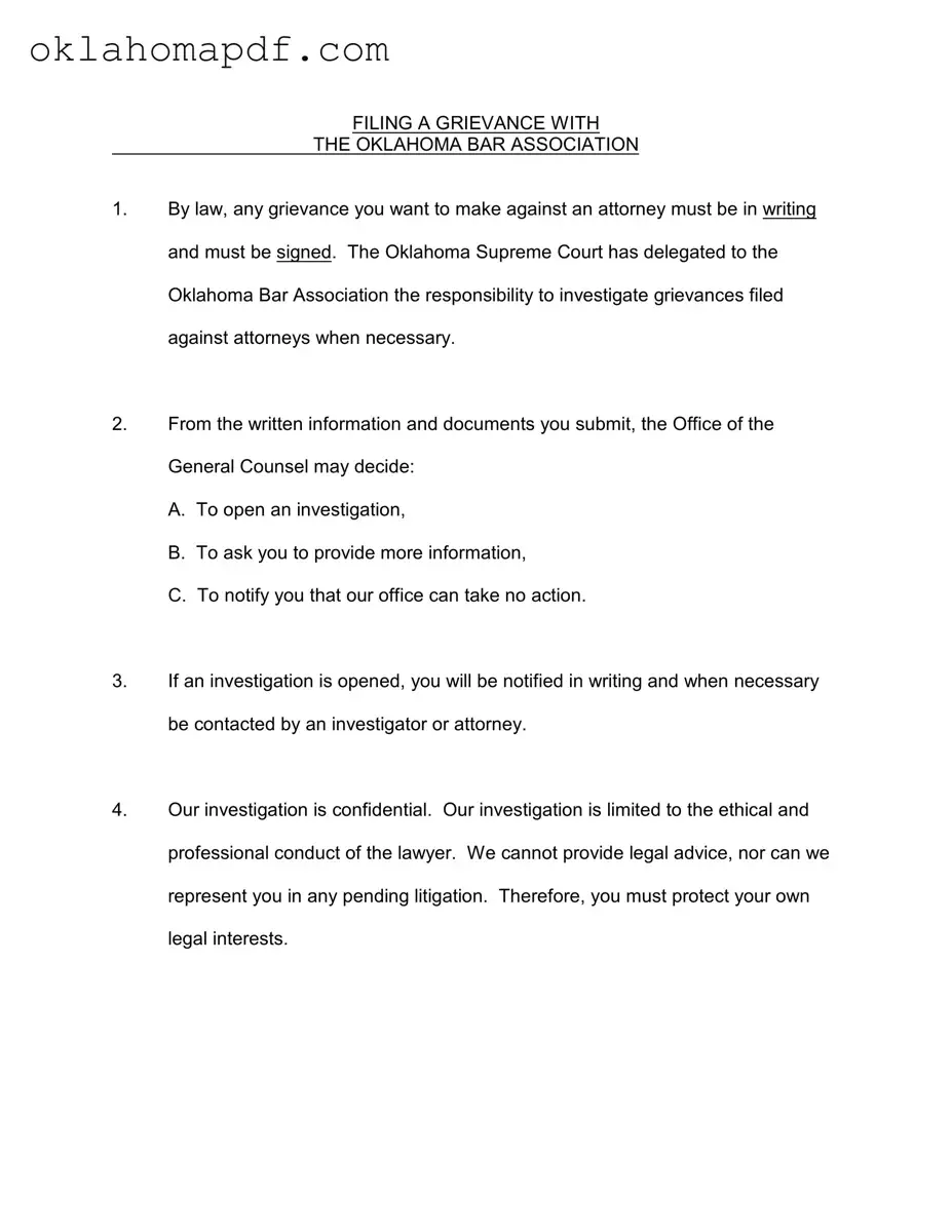 Fill Out a Valid Oklahoma Grievance Template