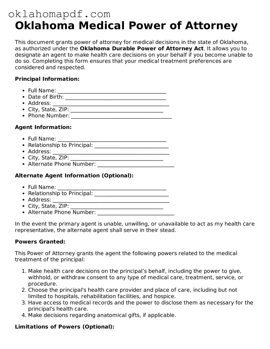 Official Oklahoma Medical Power of Attorney Form