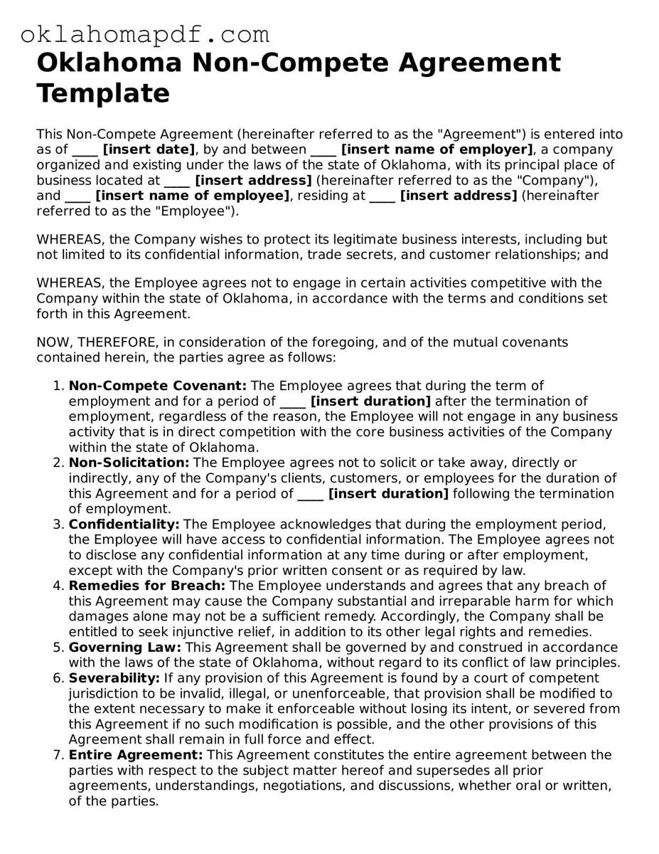 Official Oklahoma Non-compete Agreement Form