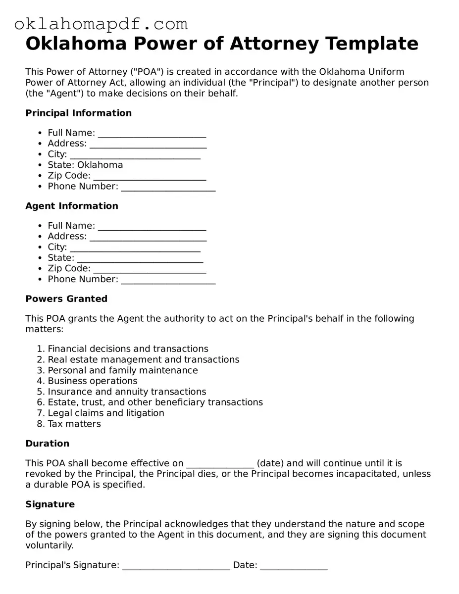 Official Oklahoma Power of Attorney Form