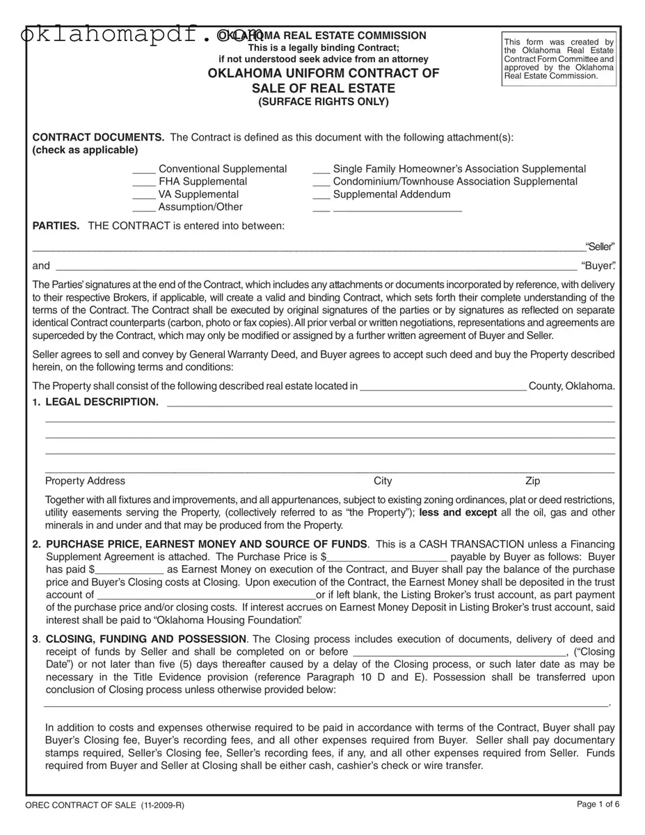 Fill Out a Valid Oklahoma Real Estate Template