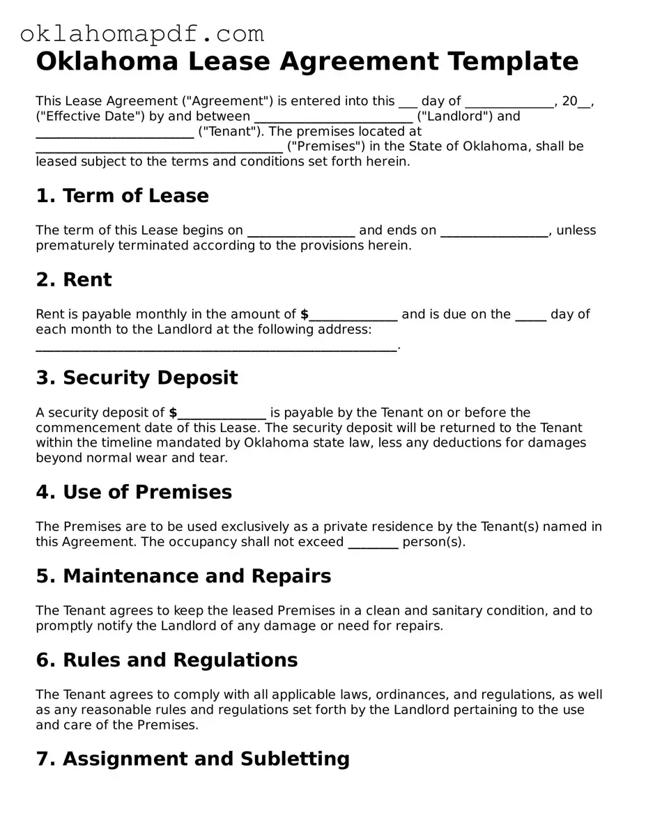 Official Oklahoma Lease Agreement Form