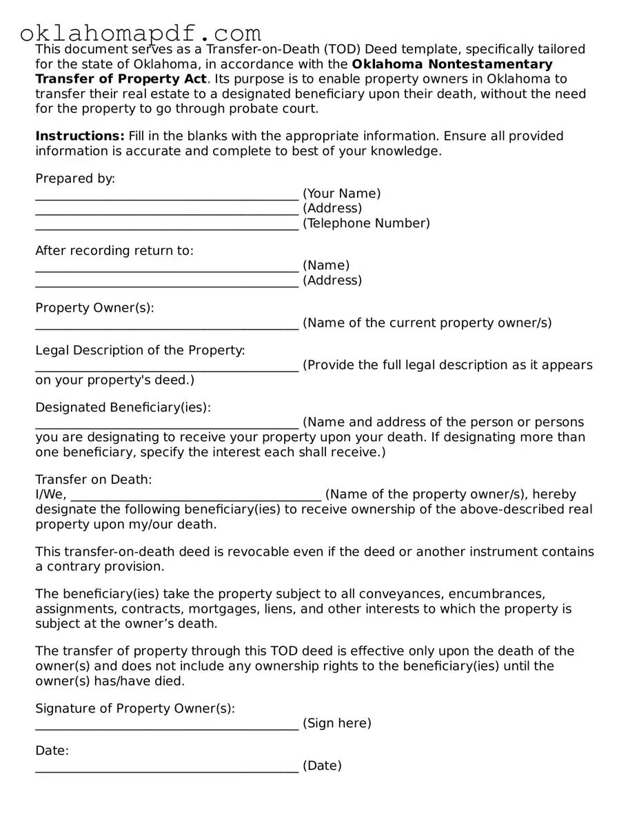 Official Oklahoma Transfer-on-Death Deed Form