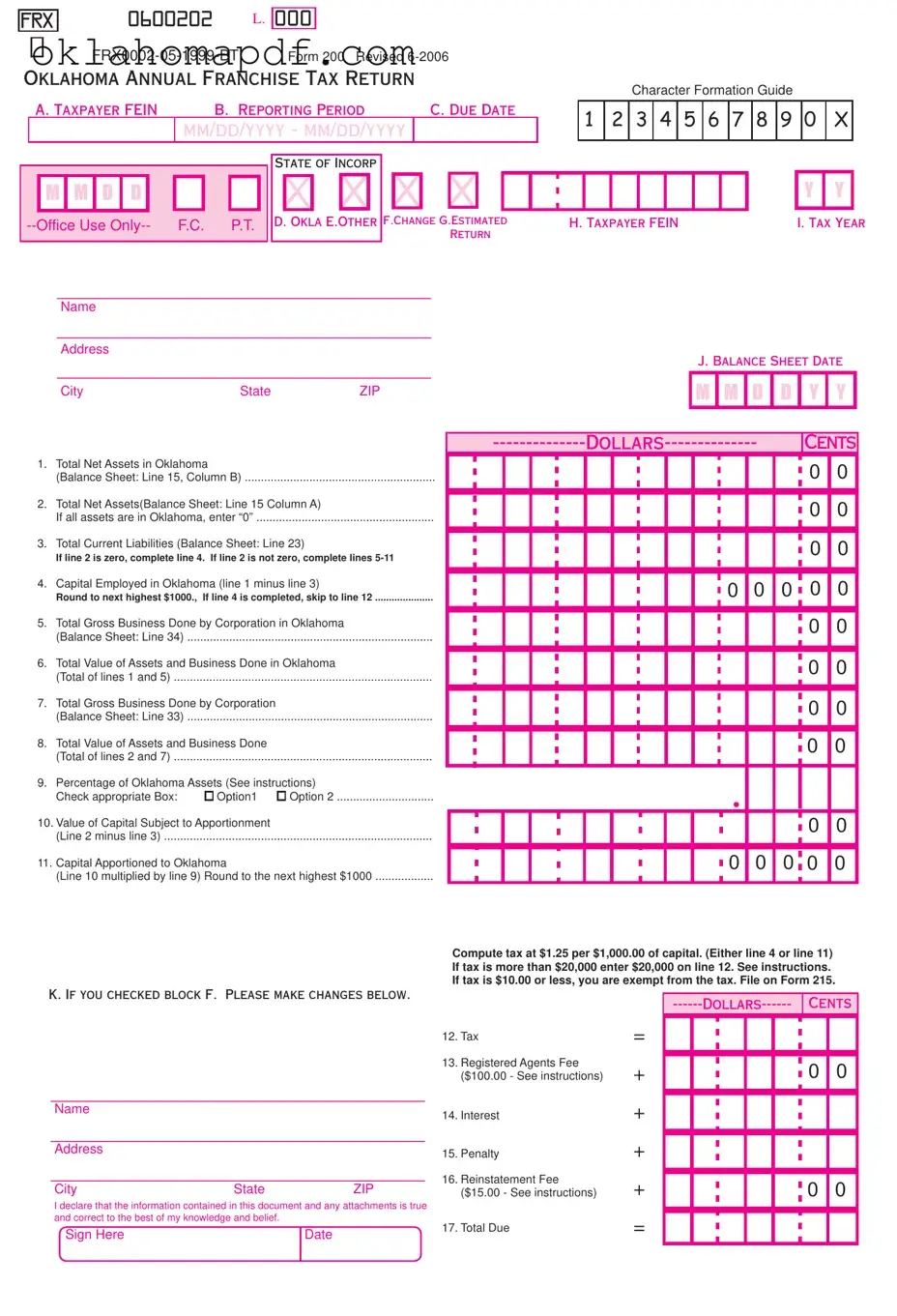 Fill Out a Valid Oklahoma Tax Return 200 Template