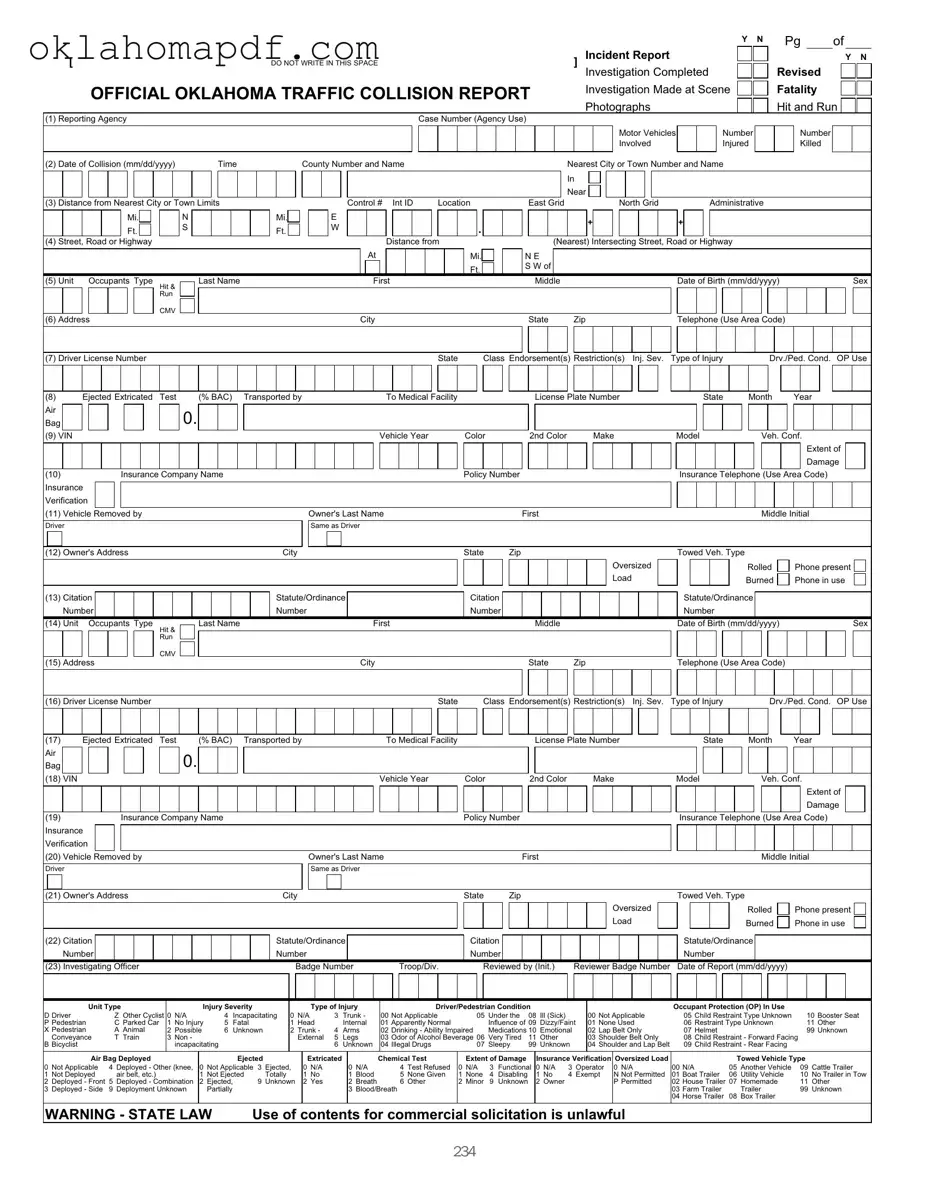 Fill Out a Valid Oklahoma Traffic Collision Report Template