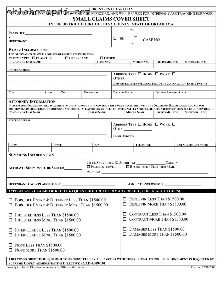 Fill Out a Valid Oklahoma Tulsa Small Claims Template