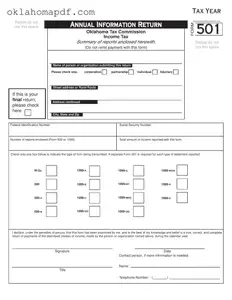 Fill Out a Valid Oklahoma 501 Template
