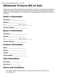 Official Oklahoma Firearm Bill of Sale Form