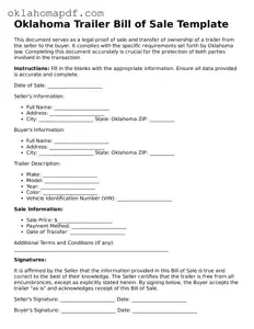 Official Oklahoma Trailer Bill of Sale Form