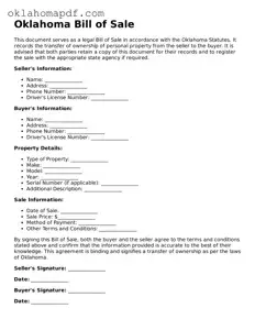 Official Oklahoma Bill of Sale Form