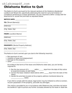Official Oklahoma Notice to Quit Form