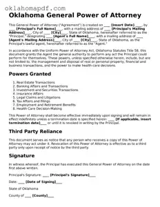 Official Oklahoma General Power of Attorney Form