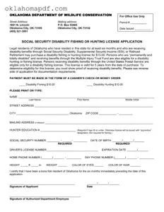 Fill Out a Valid Oklahoma Fishing License Application Template