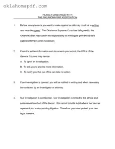 Fill Out a Valid Oklahoma Grievance Template