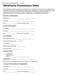 Official Oklahoma Promissory Note Form
