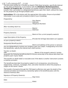 Official Oklahoma Transfer-on-Death Deed Form